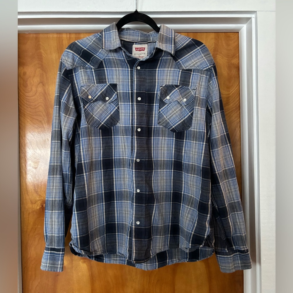 Levi's Navy Plaid Button Down Shirt